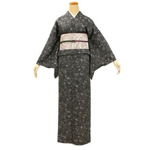画像をギャラリービューアに読み込む, 正絹 小紋 着物 仕立て上がりフリーサイズ 袷 黒地鱗 小紋柄 レディース 和装 和服 kimono プレタ