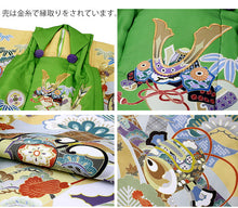 画像をギャラリービューアに読み込む, 七五三 被布セット 3歳 男の子 7点フルセット 山吹色 松 束ね熨斗 三ツ身着物 グリーン色 被布コート 長襦袢 巾着 雪駄 必要なものが1セットでお届け ギフト 三歳 753 SDGs