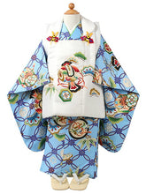画像をギャラリービューアに読み込む, 七五三 被布セット 3歳 男の子 7点フルセット 水色 七宝 松 小槌 三ツ身着物 白 被布コート 長襦袢 巾着 雪駄 必要なものが1セットでお届け ギフト 三歳 753 SDGs