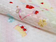 画像をギャラリービューアに読み込む, 七五三 刺繍 半衿 単品 子供用 3歳 7歳 白 こっぽり かんざし 桜 鱗 レインボー カラフル こども 日本製 正絹 着物 和服 和装 和小物 キッズ ジュニア 女の子 はんえり 襟 SDGs