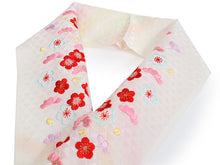 画像をギャラリービューアに読み込む, 七五三 刺繍 半衿 単品 子供用 3歳 7歳 白 梅 松 鱗 レインボー カラフル こども 日本製 正絹 着物 和服 和装 和小物 キッズ ジュニア 女の子 はんえり 襟 SDGs