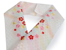 画像をギャラリービューアに読み込む, 七五三 刺繍 半衿 単品 子供用 3歳 7歳 白 七宝 桜 鱗 レインボー カラフル こども 日本製 正絹 着物 和服 和装 和小物 キッズ ジュニア 女の子 はんえり 襟 SDGs