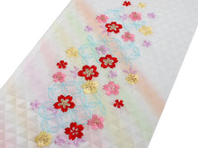 画像をギャラリービューアに読み込む, 七五三 刺繍 半衿 単品 子供用 3歳 7歳 白 七宝 桜 鱗 レインボー カラフル こども 日本製 正絹 着物 和服 和装 和小物 キッズ ジュニア 女の子 はんえり 襟 SDGs