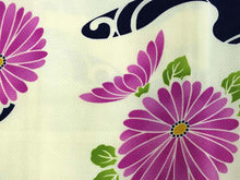 画像をギャラリービューアに読み込む, 洗える着物 コーディネートセット 袷 名古屋帯 正絹帯揚げ帯締め Lサイズ 4点セット 小紋 レディース 女性 クリーム色 ピンク 青 菊 波柄 着物 黒 紫 グレー 千鳥格子柄 帯 帯あげ 帯〆 プレタ 和装 和服 きものセット 送