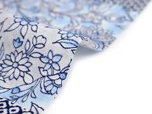 画像をギャラリービューアに読み込む, 洗える着物 セミオーダー付き 反物 単品 ハナエモリ 青地に横段鹿の子模様と古模様典柄 XS・S・M・L・XLサイズから選べる 上品 レディース 女性 小紋 和装 和服 袷 単衣 きもの 羽織 コート 送料無料