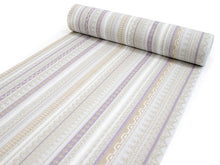 画像をギャラリービューアに読み込む, 洗える着物 セミオーダー付き 反物 単品 ハナエモリ オフホワイト地にストライプと幾何学図形柄 XS・S・M・L・XLサイズから選べる 上品 レディース 女性 小紋 和装 和服 袷 単衣 きもの 羽織 コート 送料無料