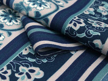 画像をギャラリービューアに読み込む, 洗える着物 セミオーダー付き 反物 単品 ハナエモリ ブルー色系地にストライプ・唐花柄 XS・S・M・L・XLサイズから選べる 上品 レディース 女性 小紋 和装 和服 袷 単衣 きもの 羽織 コート 送料無料