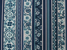 画像をギャラリービューアに読み込む, 洗える着物 セミオーダー付き 反物 単品 ハナエモリ ブルー色系地にストライプ・唐花柄 XS・S・M・L・XLサイズから選べる 上品 レディース 女性 小紋 和装 和服 袷 単衣 きもの 羽織 コート 送料無料