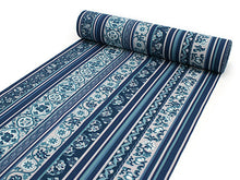 画像をギャラリービューアに読み込む, 洗える着物 セミオーダー付き 反物 単品 ハナエモリ ブルー色系地にストライプ・唐花柄 XS・S・M・L・XLサイズから選べる 上品 レディース 女性 小紋 和装 和服 袷 単衣 きもの 羽織 コート 送料無料