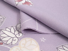 画像をギャラリービューアに読み込む, 洗える着物 セミオーダー付き 反物 単品 ハナエモリ 薄紫地に葵・花柄 XS・S・M・L・XLサイズから選べる 上品 レディース 女性 小紋 和装 和服 袷 単衣 きもの 羽織 コート 送料無料