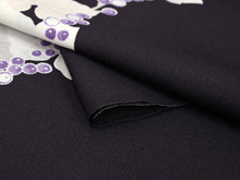 画像をギャラリービューアに読み込む, 洗える着物 セミオーダー付き 反物 単品 ハナエモリ 深紫地に葡萄柄 XS・S・M・L・XLサイズから選べる 上品 レディース 女性 小紋 和装 和服 袷 単衣 きもの 羽織 コート 送料無料