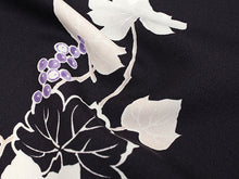 画像をギャラリービューアに読み込む, 洗える着物 セミオーダー付き 反物 単品 ハナエモリ 深紫地に葡萄柄 XS・S・M・L・XLサイズから選べる 上品 レディース 女性 小紋 和装 和服 袷 単衣 きもの 羽織 コート 送料無料