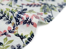 画像をギャラリービューアに読み込む, 着物 洗える着物 フルオーダー 仕立て付 薄ブルー地に紺・ピンク色の花草柄 東レシルック 反物 和装 和服 袷 単衣 春 秋 冬 レディース 女性 小紋 きもの 羽織 コート カジュアル 上品 TORAY sillook 送料無料