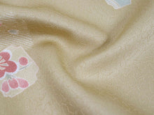 画像をギャラリービューアに読み込む, 着物 洗える着物 フルオーダー 仕立て付 渋黄色地に花色紙柄 東レシルック 反物 和装 和服 袷 単衣 春 秋 冬 レディース 女性 小紋 きもの 羽織 コート カジュアル 上品 TORAY sillook 送料無料