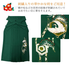 画像をギャラリービューアに読み込む, 袴 単品 卒業式 亀甲松に鶴 刺繍 6色 4サイズ ベージュ グレー 濃グレー 茶色 グリーン エンジ S M L LLサイズ 大学生 小学生 クラッシック フォーマル 古典 レトロ はかま