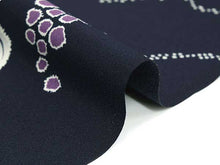 画像をギャラリービューアに読み込む, 着物 洗える着物 反物 レディース セミオーダー 仕立て付 XS S M L XL 袷 単衣 紺 藍色 雪輪 葡萄 和装 和服 女性 小紋 送料無料 きもの 羽織 コート ポリエステル 京都