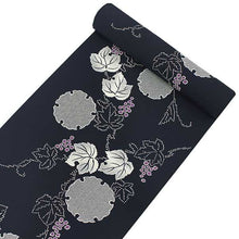 画像をギャラリービューアに読み込む, 着物 洗える着物 反物 レディース セミオーダー 仕立て付 XS S M L XL 袷 単衣 紺 藍色 雪輪 葡萄 和装 和服 女性 小紋 送料無料 きもの 羽織 コート ポリエステル 京都