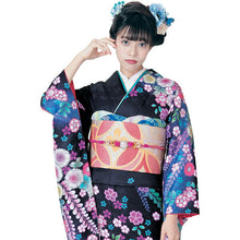 画像をギャラリービューアに読み込む, 振袖3点セット 黒地辻が花 振袖 袋帯 長襦袢 セット 成人式 結婚式 卒業式に 晴れの日の装い 購入 新品 送料無料