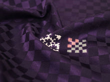 画像をギャラリービューアに読み込む, 洗える長襦袢 東レ シルック 反物 ポリエステル フルオーダー 仕立て付 紫地 市松地紋 桜 輪 市松 鹿の子柄 女性 レディース 着物 和装 和服 きもの kimono 単品 おしゃれ 上品 TORAY sillo