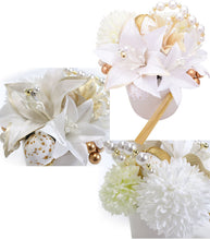 画像をギャラリービューアに読み込む, 成人式 髪飾り 13点セット 白 ゴールド ゆり 花 ちりめん ラインストーン 卒業式 前撮り 袴 振袖 結婚式 和装 和服 着物 コサージュ かんざし ヘアアクセサリー 日本製