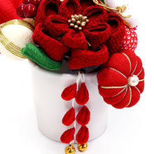 画像をギャラリービューアに読み込む, 成人式 髪飾り 12点セット 赤 イエロー 梅 花 つまみ細工 藤下がり ちりめん 卒業式 前撮り 袴 振袖 結婚式 和装 着物 かんざし ヘアアクセサリー