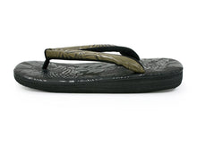 画像をギャラリービューアに読み込む, カレンブロッソ Calen Blosso 菱屋 カフェ草履 メンズ 雪駄 男性 M L 黒色 型押し 植物 カーキ鼻緒 和装小物 履物 着物 和服 和装 紳士用 日本製 バレンタイン ギフト