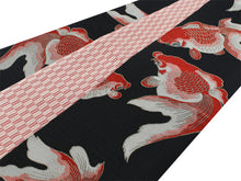 画像をギャラリービューアに読み込む, 半幅帯 おりびと 単品 黒 金魚 リバーシブル 着物 帯 カジュアル レディース アレンジ 半巾帯 細帯 四寸 日本製 女性 和装 和服 レトロ あす楽