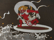 画像をギャラリービューアに読み込む, 半幅帯 おりびと 単品 焦げ茶色 風神雷神 リバーシブル 着物 帯 カジュアル レディース アレンジ 半巾帯 細帯 四寸 日本製 女性 和装 和服 レトロ モダン あす楽