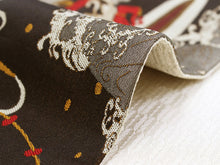 画像をギャラリービューアに読み込む, 半幅帯 おりびと 単品 焦げ茶色 風神雷神 リバーシブル 着物 帯 カジュアル レディース アレンジ 半巾帯 細帯 四寸 日本製 女性 和装 和服 レトロ モダン あす楽