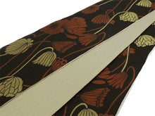 画像をギャラリービューアに読み込む, 半幅帯 おりびと 単品 黒 蓮 リバーシブル 着物 帯 カジュアル レディース アレンジ 半巾帯 細帯 四寸 日本製 女性 和装 和服 レトロ モダン あす楽