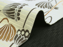 画像をギャラリービューアに読み込む, 半幅帯 おりびと 単品 ベージュ 蓮 リバーシブル 着物 帯 カジュアル レディース アレンジ 半巾帯 細帯 四寸 日本製 女性 和装 和服 レトロ モダン あす楽