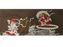 画像をギャラリービューアに読み込む, 半幅帯 リバーシブル 全4色 ブランド おりびと 織美桐 桐生織 帯 細帯 黒 ベージュ 風神雷神 金魚 着物 カジュアル レディース アレンジ 半巾帯 四寸 日本製 女性 和装 和服 レトロ モダン あす楽