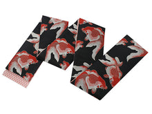 画像をギャラリービューアに読み込む, 半幅帯 リバーシブル 全4色 ブランド おりびと 織美桐 桐生織 帯 細帯 黒 ベージュ 風神雷神 金魚 着物 カジュアル レディース アレンジ 半巾帯 四寸 日本製 女性 和装 和服 レトロ モダン あす楽