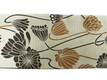 画像をギャラリービューアに読み込む, 半幅帯 リバーシブル 全4色 ブランド おりびと 織美桐 桐生織 帯 細帯 ベージュ 紺 蓮 恐竜 着物 カジュアル レディース アレンジ 半巾帯 四寸 日本製 女性 和装 和服 レトロ モダン あす楽