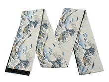 画像をギャラリービューアに読み込む, 半幅帯 リバーシブル 全3色 ブランド おりびと 織美桐 桐生織 帯 細帯 ベージュ 黒 東京駅 富士山 波 着物 カジュアル レディース アレンジ 半巾帯 四寸 日本製 女性 和装 和服 レトロ モダン あす楽