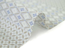 画像をギャラリービューアに読み込む, 洗える着物 セミオーダー付き 反物 単品 ハナエモリ グレー 花菱 七宝 青 XS・S・M・L・XLサイズから選べる 上品 レディース 女性 小紋 和装 和服 袷 単衣 きもの 羽織 コート 送料無料