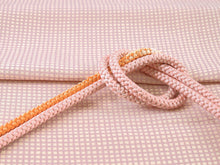 画像をギャラリービューアに読み込む, 帯揚げ 帯締め セット 正絹 カジュアル向き 丸組 ピンク色 兎 チェック柄 帯あげ ピンク オレンジ 帯〆 和装 小物 レディース 女性 婦人 おびあげ おびじめ あす楽