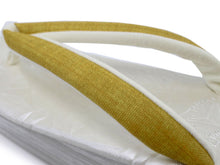 画像をギャラリービューアに読み込む, 草履 カレンブロッソ S M L 白地 麻の葉柄 黄色 鼻緒 足が痛くなりにくい 歩きやすい レディース 女性 着物 和装 Calen Blosso