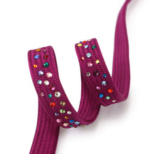 画像をギャラリービューアに読み込む, 帯締め 単品 正絹 衿秀 平組 カジュアル向き 赤紫 ラインストーン チェコガラス プレシオサ カジュアル 平締め 組紐 帯〆 小紋 紬 和装小物 着付け小物 着物 和服 和装 おびじめ レディース 女性 日本製 ネコポス あす楽