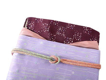 画像をギャラリービューアに読み込む, 洗える着物 コーディネートセット 袷 Mサイズ 着物 渋紫 市松格子 名古屋帯 藤色 幾何学 正絹帯揚げ帯締め 4点セット 小紋 レディース 女性 帯あげ 帯〆 プレタ 和装 和服