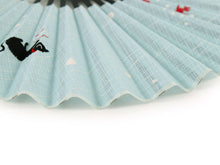 画像をギャラリービューアに読み込む, 扇子 扇子袋 2点セット レース レディース 涼あそび 猫 金魚 刺繍 ブルー 青 エコ ギフト プレゼント 贈り物 春 夏 母の日 婦人 女性 コットン 綿 せんす 和装小物 雑貨 暑さ対策 節電 エコ 飛沫防止 あす楽