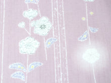 画像をギャラリービューアに読み込む, 着物 洗える着物 反物 夏用 夏 紗 レディース セミオーダー 仕立て付 XS S M L XL 単衣 薄赤紫 薄紫 縦縞 花 市田ひろみ好み 和装 和服 女性 小紋 カジュアル お洒落着 送料無料 きもの 羽織 コート