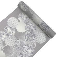 画像をギャラリービューアに読み込む, 着物 洗える着物 反物 夏用 夏 紗 レディース セミオーダー 仕立て付 XS S M L XL 単衣 灰色 雪輪 花 麻の葉 市田ひろみ好み 和装 和服 女性 小紋 カジュアル お洒落着 送料無料 きもの 羽織 コート