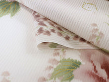 画像をギャラリービューアに読み込む, 着物 洗える着物 反物 夏用 夏 絽 縦絽 レディース セミオーダー 仕立て付 XS S M L XL 単衣 白色 ピンク色 牡丹 藤 花 百華 MOMOKA 和装 和服 女性 小紋 カジュアル お洒落着 送料無料 きもの 羽織 コート