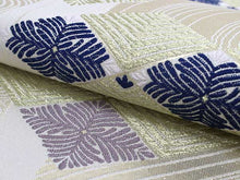 画像をギャラリービューアに読み込む, 袋帯 礼装 六通 ベージュ 金 青 紫 流水 若松菱 菱 単品 新品 訪問着 フォーマル ポリエステル 洗える 仕立て上がり プレタ レディース 女性 和服 和装 着物 送料無料