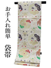 画像をギャラリービューアに読み込む, 袋帯 礼装 白 金 赤 緑 紫 六角形 三角 単品 新品 訪問着 フォーマル ポリエステル 洗える 仕立て上がり プレタ レディース 女性 和服 和装 着物 送料無料