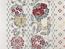 画像をギャラリービューアに読み込む, 袋帯 礼装 軽め ベージュ 金 白 緑 赤 花唐草 花 牡丹 萩 菊 梅 単品 新品 訪問着 セミフォーマル カジュアル ポリエステル 洗える 仕立て上がり プレタ レディース 女性 和服 和装 着物 送料無料