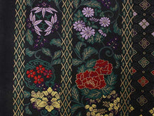 画像をギャラリービューアに読み込む, 袋帯 礼装 軽め 黒 金 紫 緑 赤 花唐草 花 牡丹 萩 菊 梅 単品 新品 訪問着 セミフォーマル カジュアル ポリエステル 洗える 仕立て上がり プレタ レディース 女性 和服 和装 着物 送料無料