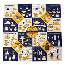 画像をギャラリービューアに読み込む, 風呂敷 ふろしき 73cm 二巾 With結 紺 からし オフホワイト 英語表記の様々な結び方柄 日本製 再生ポリエステル使用 コンパクト おしゃれ ギフト プレゼント 贈り物 お洒落 エコバック フロシキ 英語 オールシーズン ネコポス発送可能