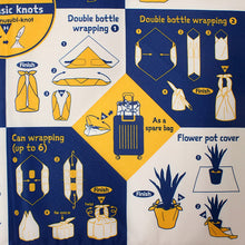 画像をギャラリービューアに読み込む, 風呂敷 ふろしき 73cm 二巾 With結 紺 からし オフホワイト 英語表記の様々な結び方柄 日本製 再生ポリエステル使用 コンパクト おしゃれ ギフト プレゼント 贈り物 お洒落 エコバック フロシキ 英語 オールシーズン ネコポス発送可能